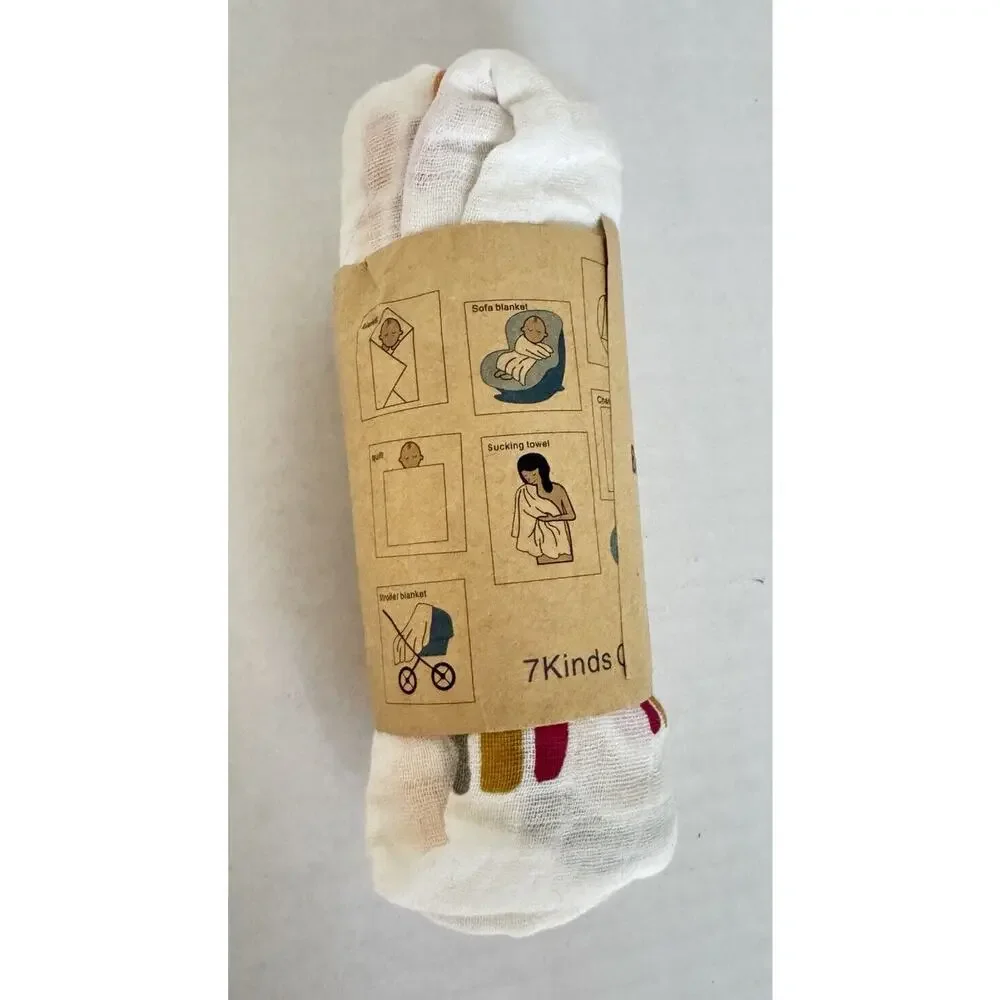 Bomais Rainbow Muslin Baby Swaddle Blanket 100% Cotton 47” X 40”